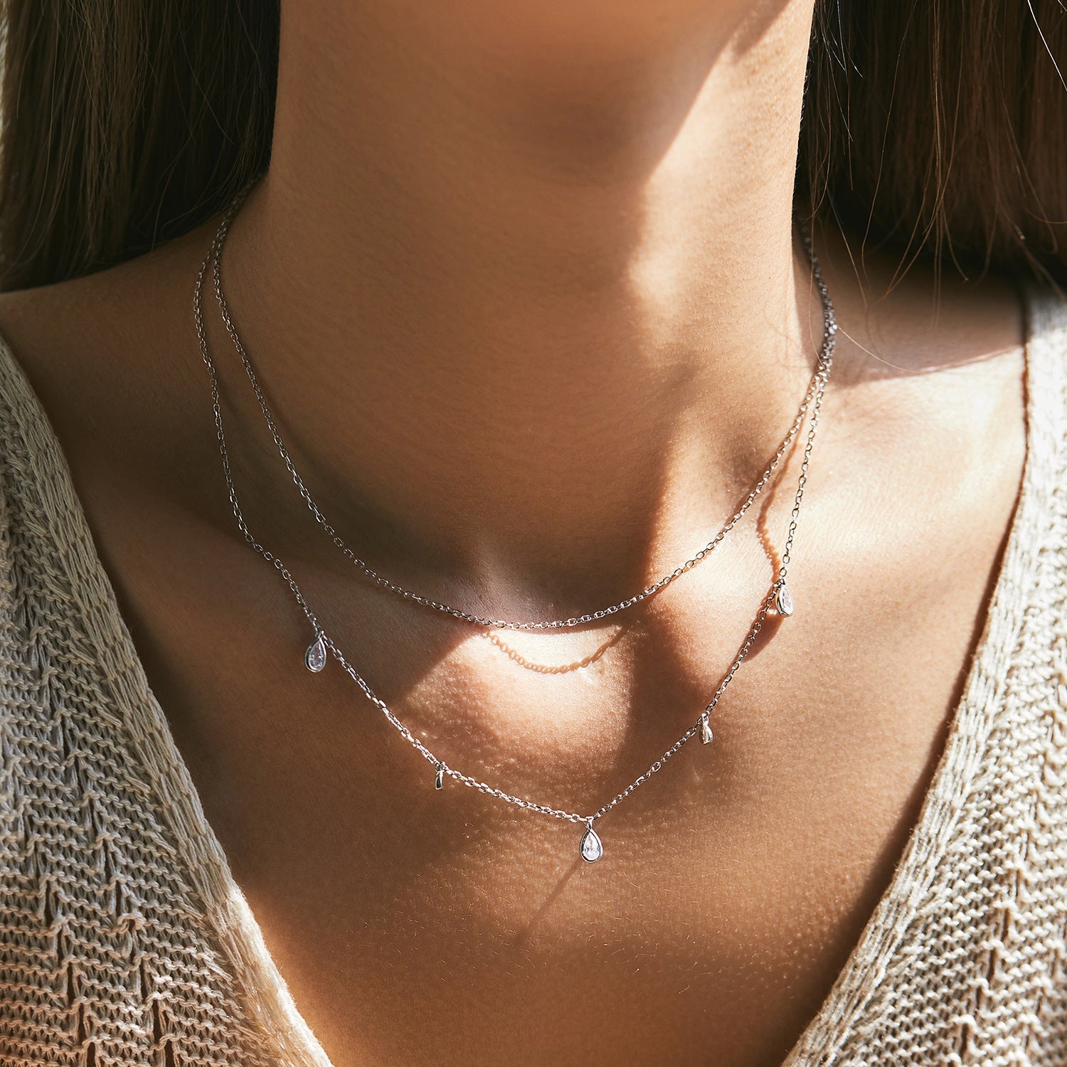 Double layered charm necklace