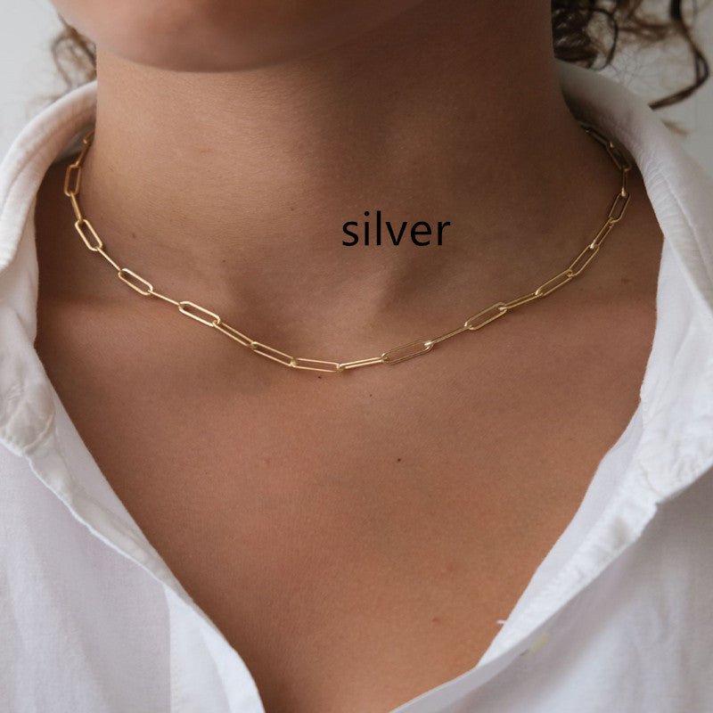 Valentina & Rose - Paperclip Choker Necklace - Valentina & Rose - Silver / One Size Adjustable