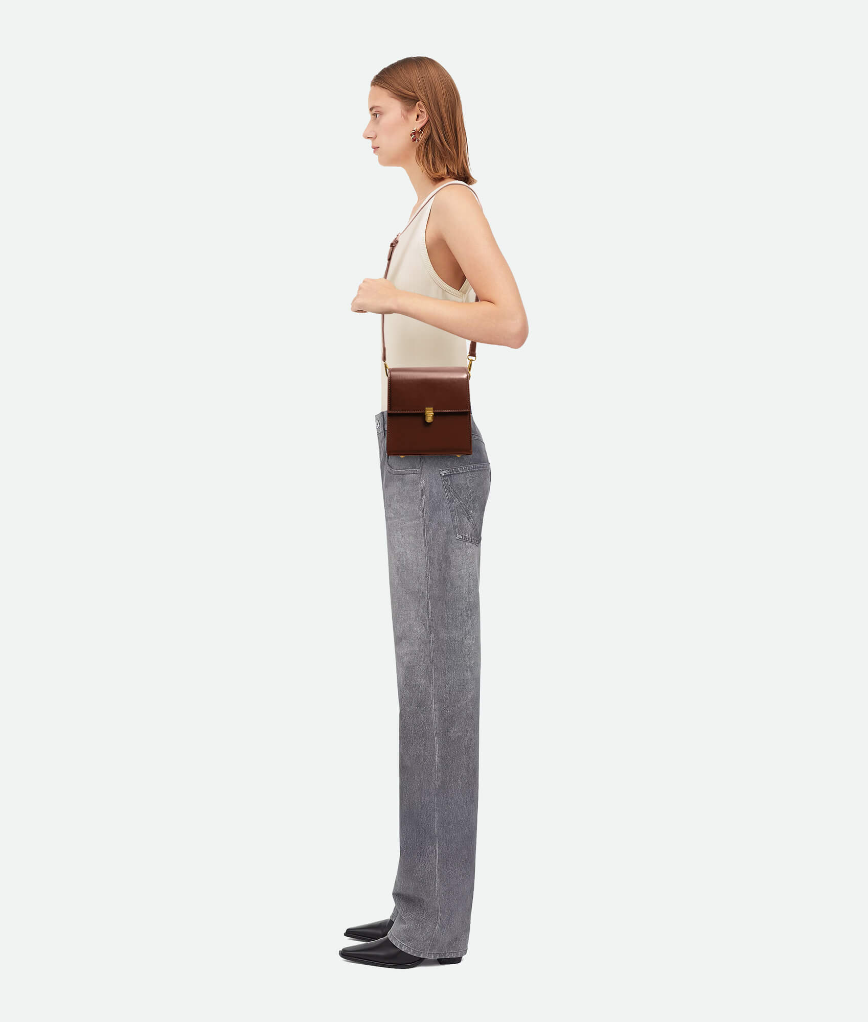 Brown Square Crossbody Model