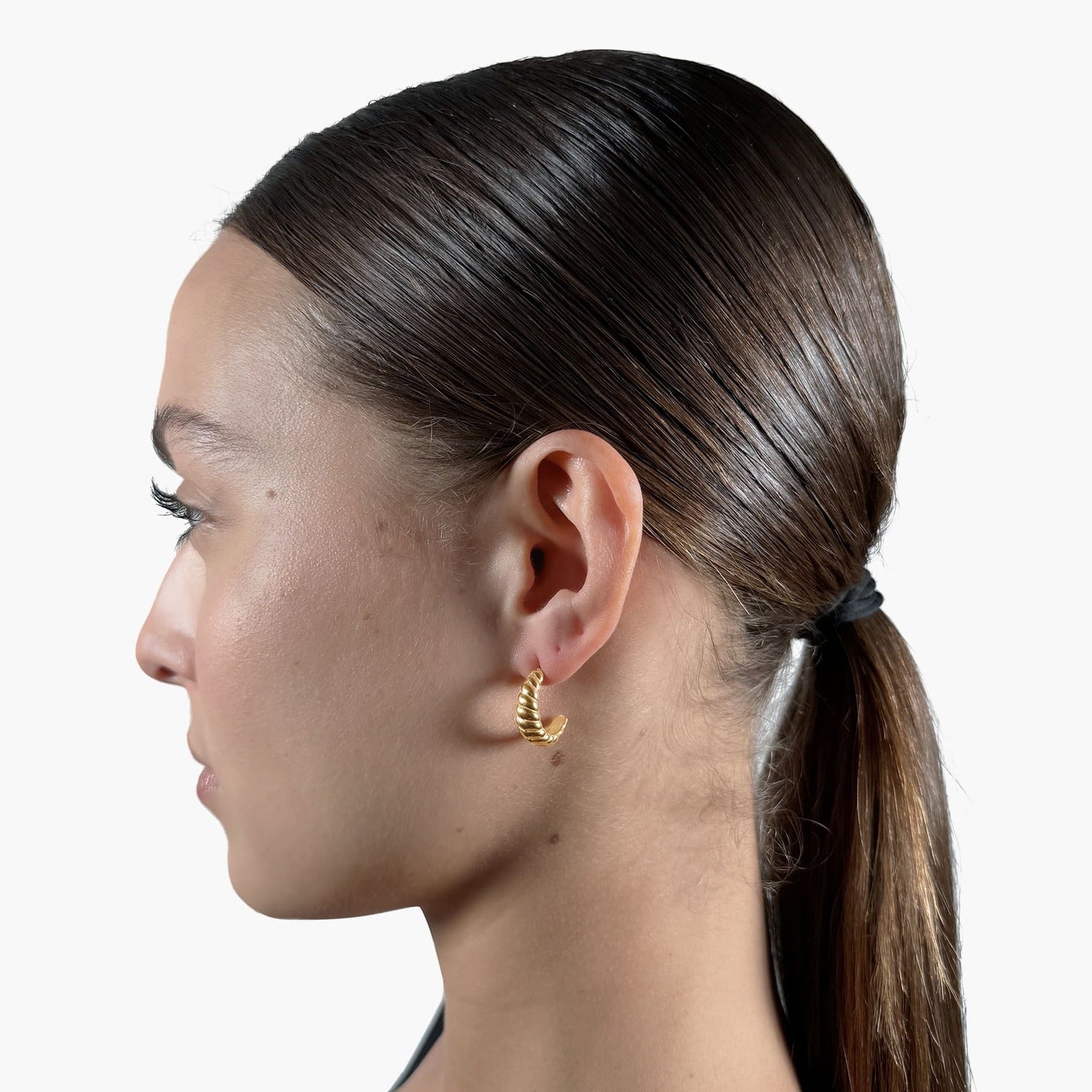 Croissant Gold Earrings Hoops