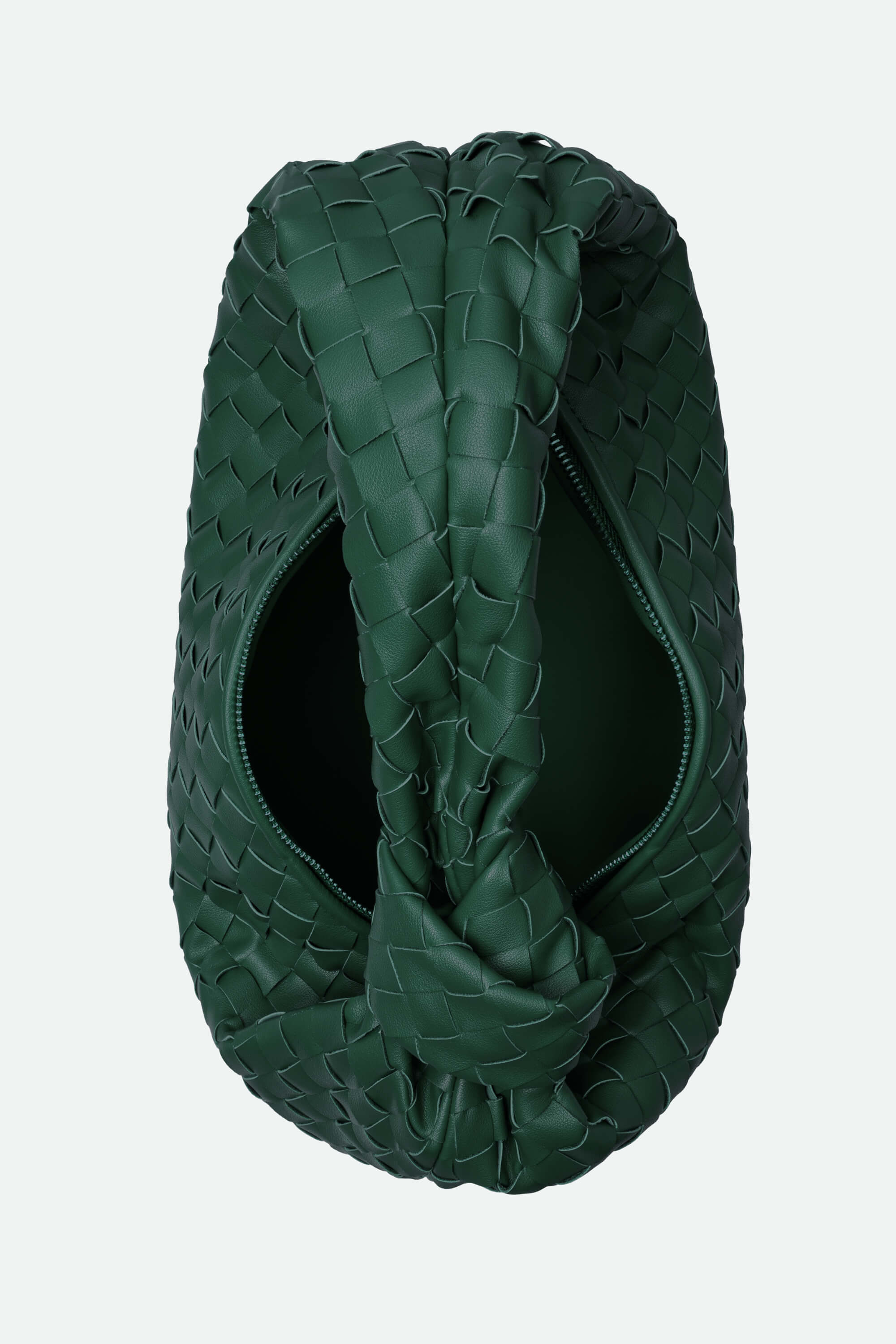 Green woven headband on a white background