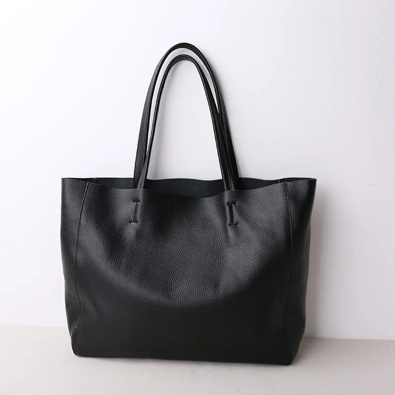 Valentina Lino tote in Biscuit, side view