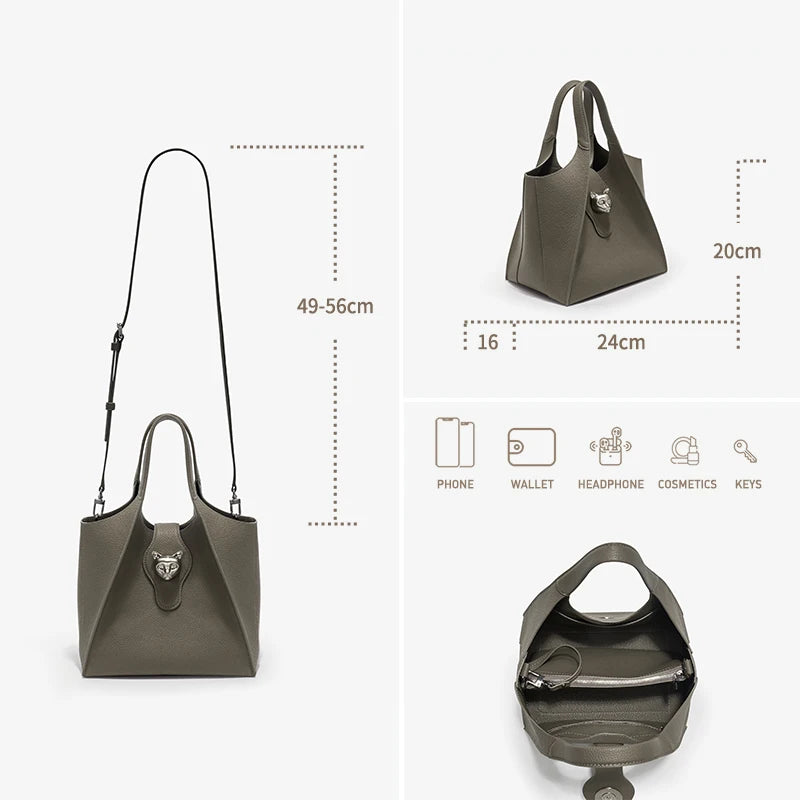 Valentina Onda tote in Black, back view