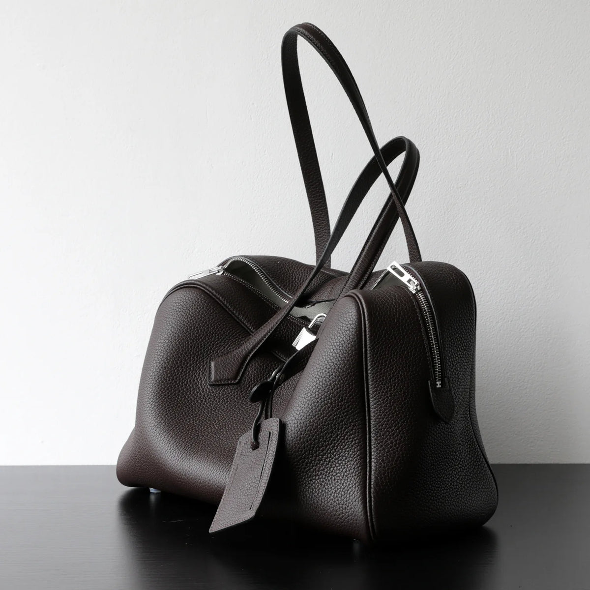 Valentina Portofino bowling bag in Khaki, worn