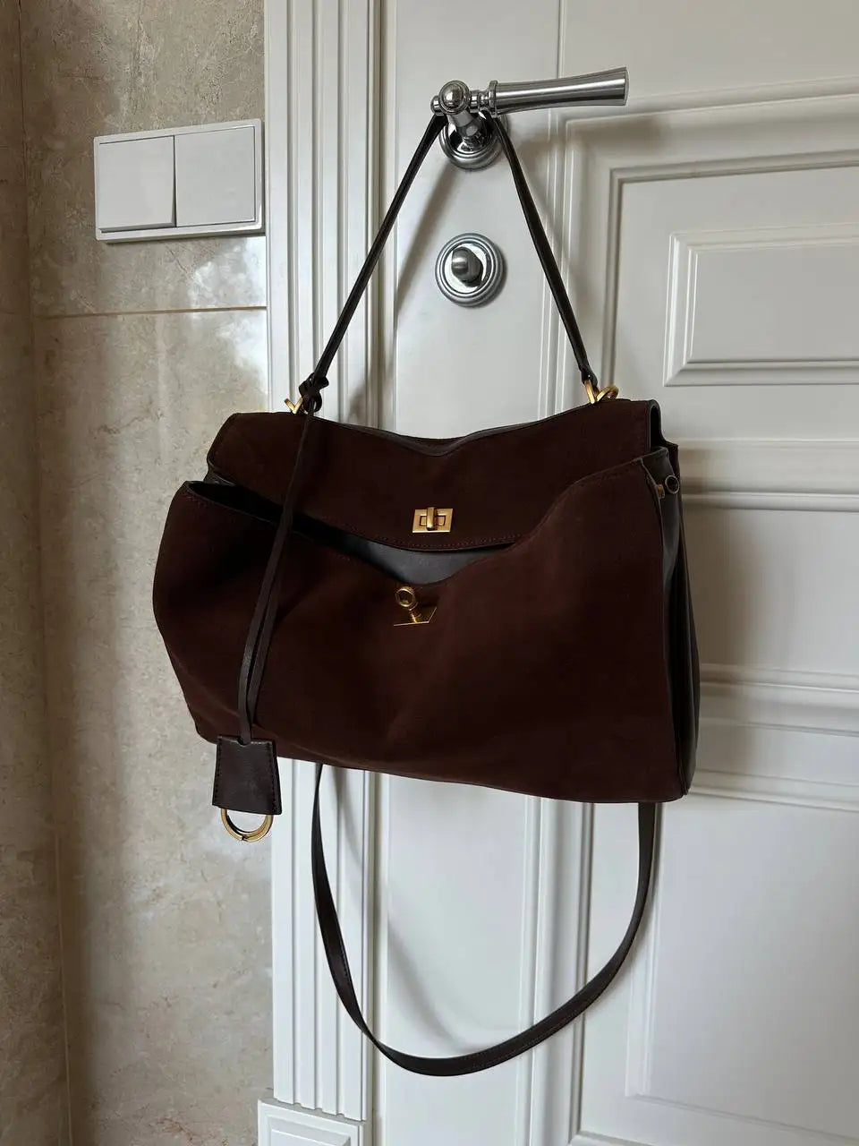 Valentina Dolce Medium tote in Coffee, front view