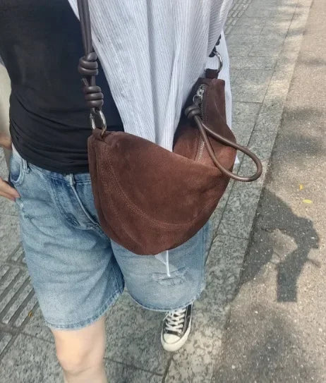 Valentina Bruma crescent bag in Coffee