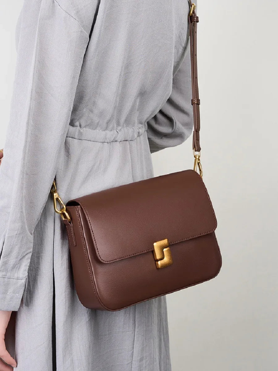 Valentina Monte crossbody bag in Coffee, back view