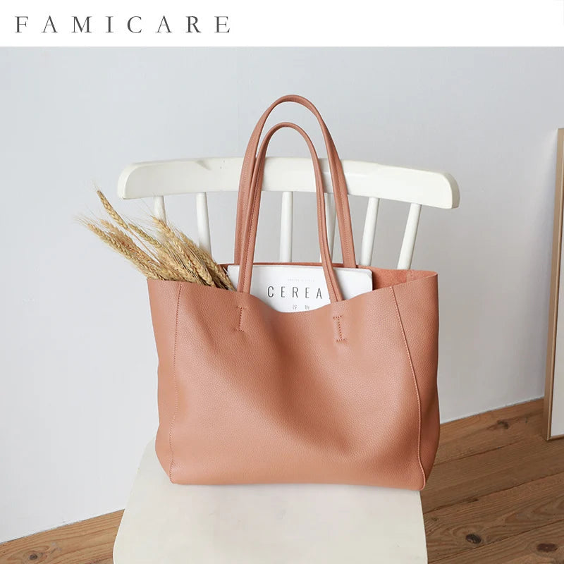 Valentina Perla Large tote in Biscuit, front view