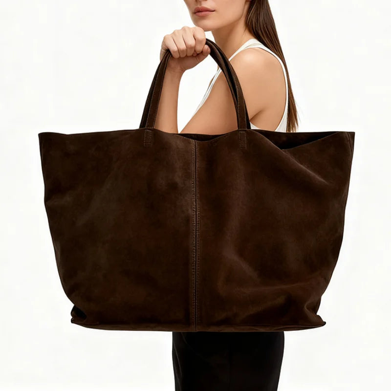 Valentina Bello tote in Coffee, side view