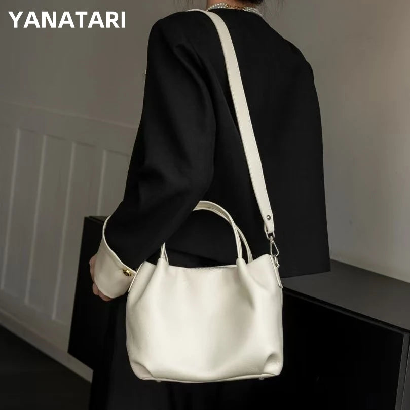 Valentina Tufo bucket bag in Ivory, side view