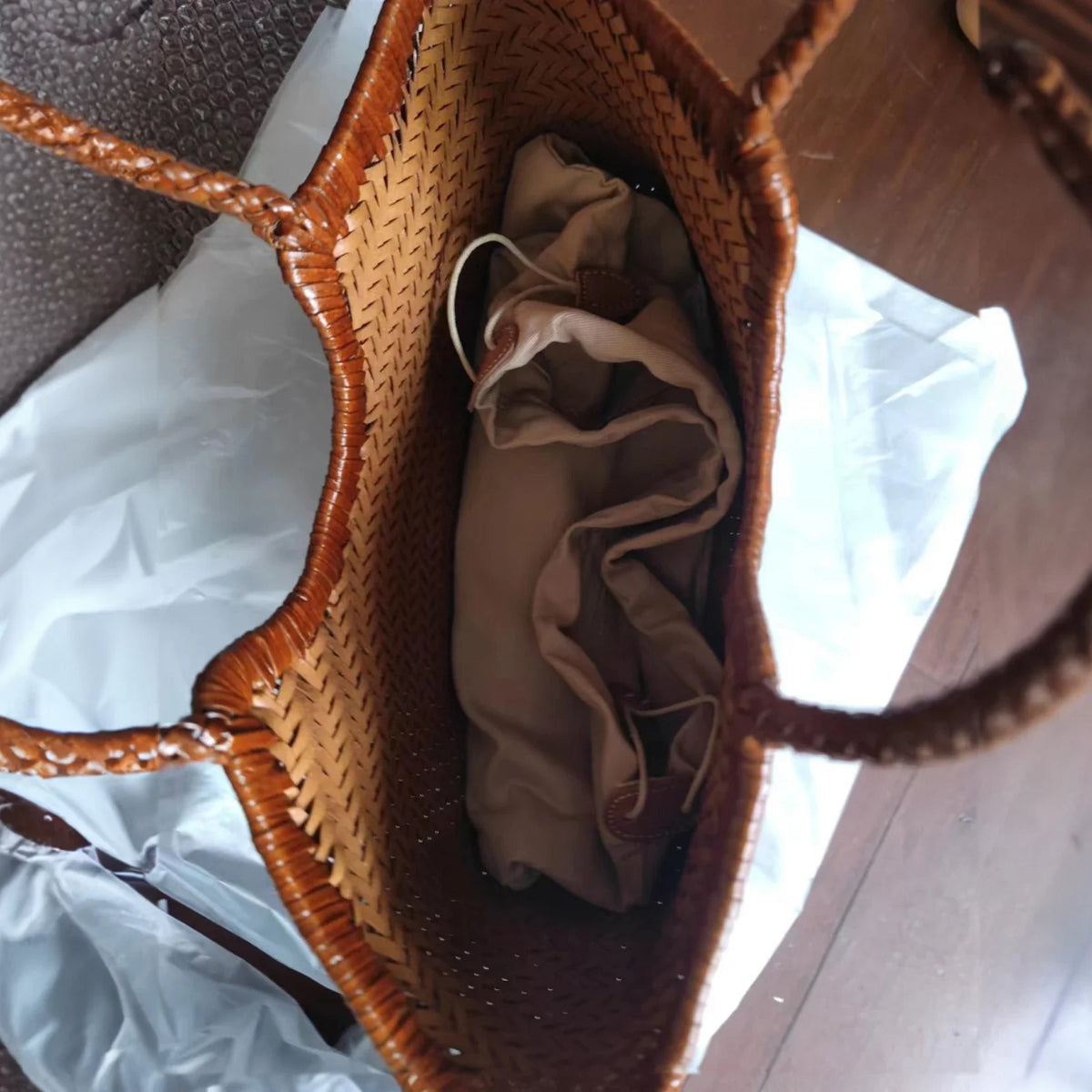 Valentina Weave woven leather tote bag