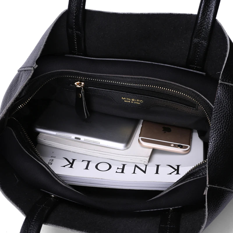 Valentina Lino tote in Biscuit, worn