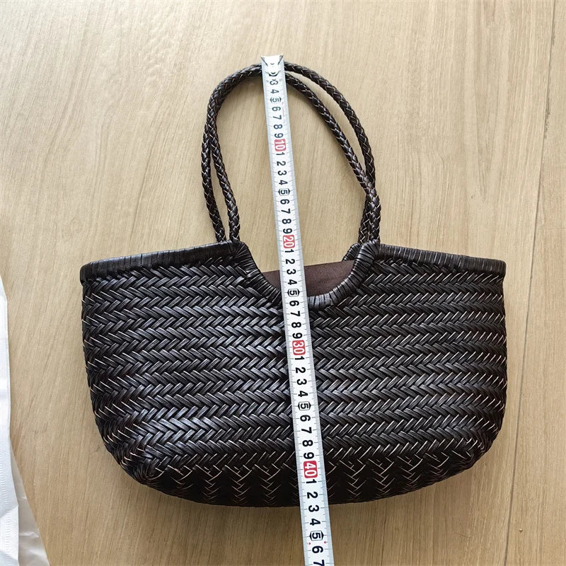 Valentina Lecce tote in Brown, back view