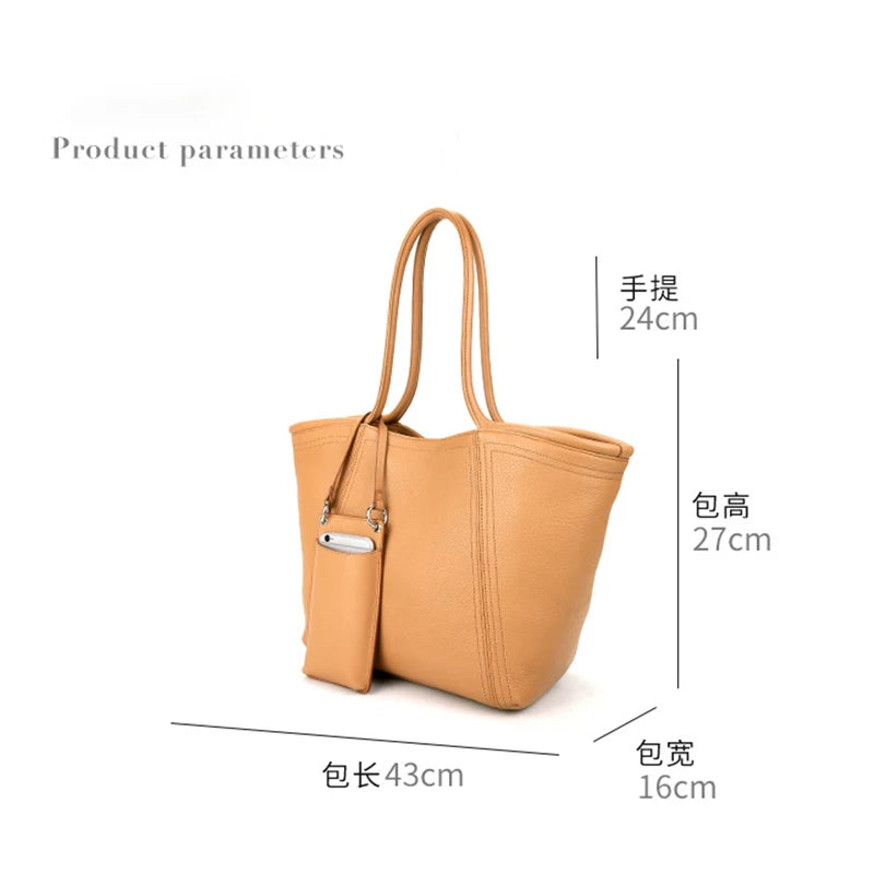 Valentina Prima tote in Nude, worn