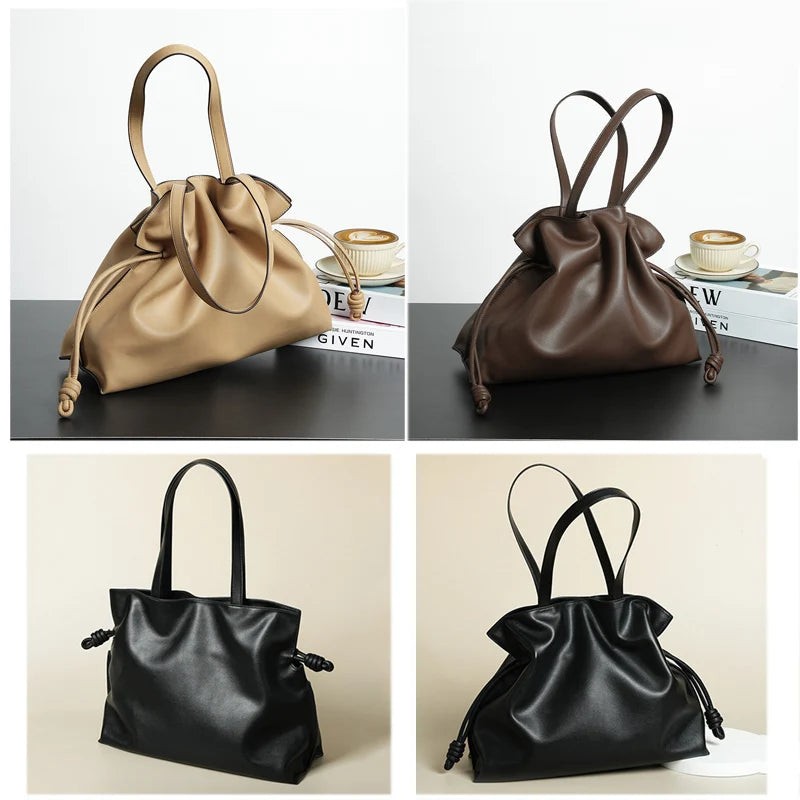 Valentina Mira bucket bag in Ivory, worn