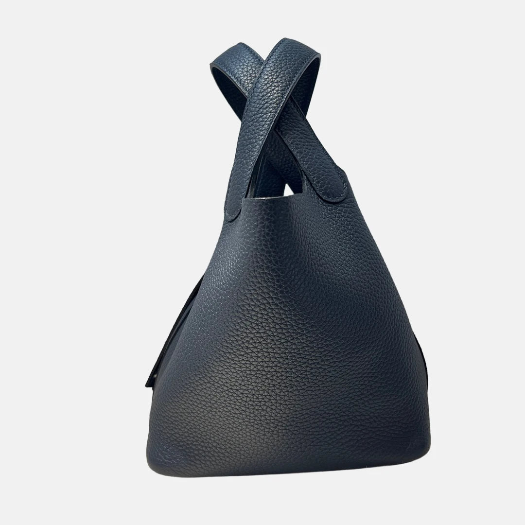 Valentina Ostuni Large bucket bag in Denim, back view