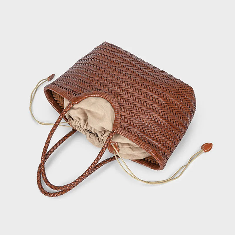 Valentina Gubbio tote in Coffee, worn