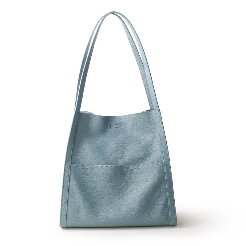Valentina Positano bucket bag in Linen Blue