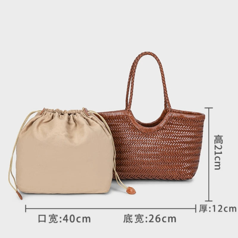 Valentina Lecce tote in Brown, side view