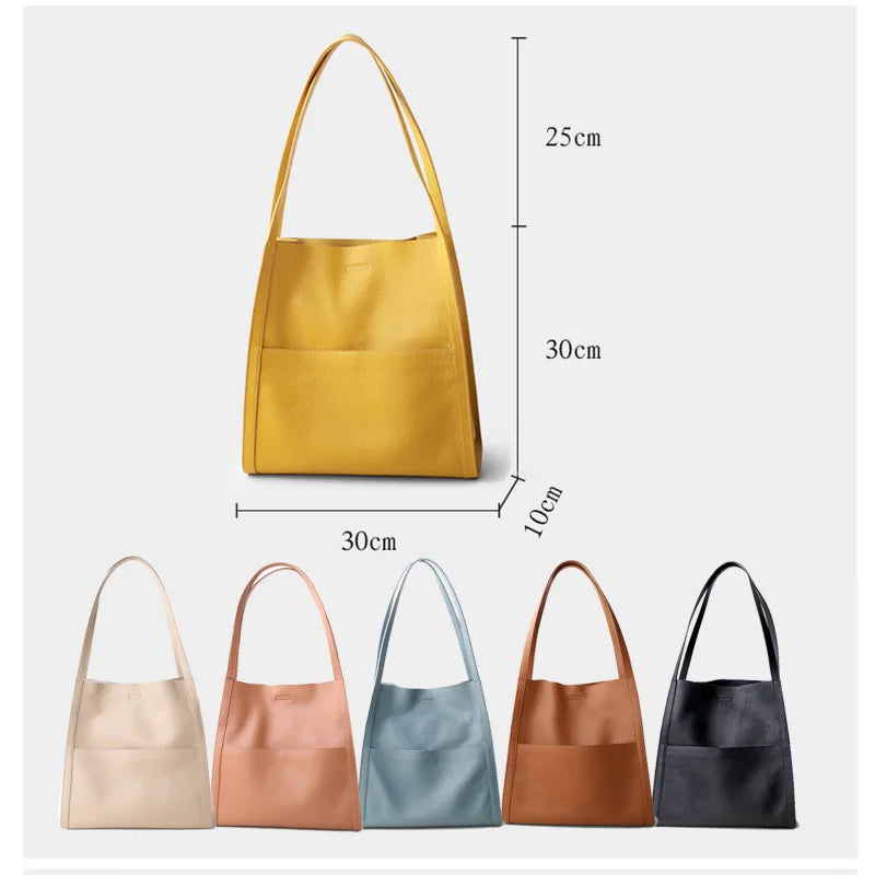 Valentina Positano bucket bag in Apricot, worn