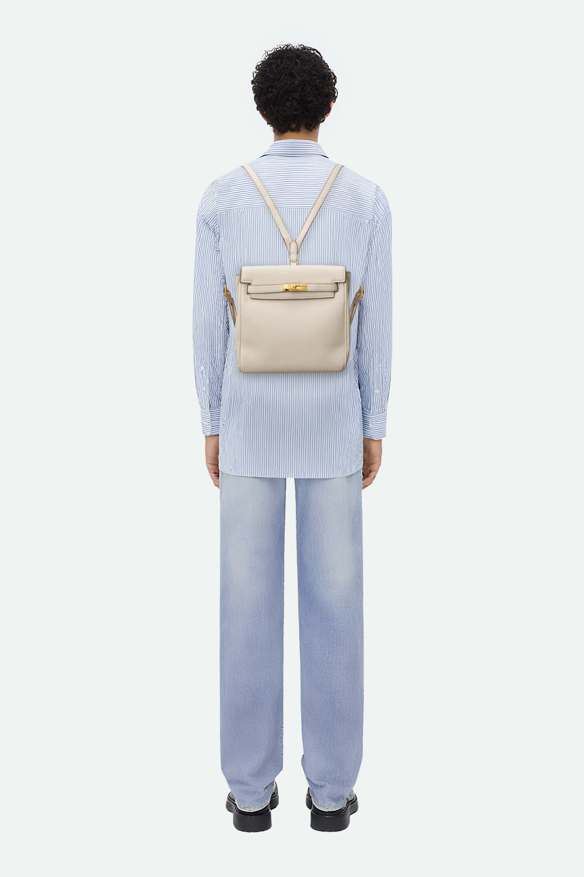 Signature Leather Backpack White On Model