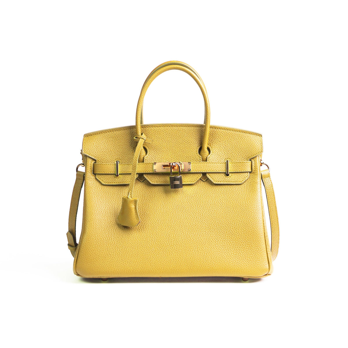 Yellow handbag on a white background