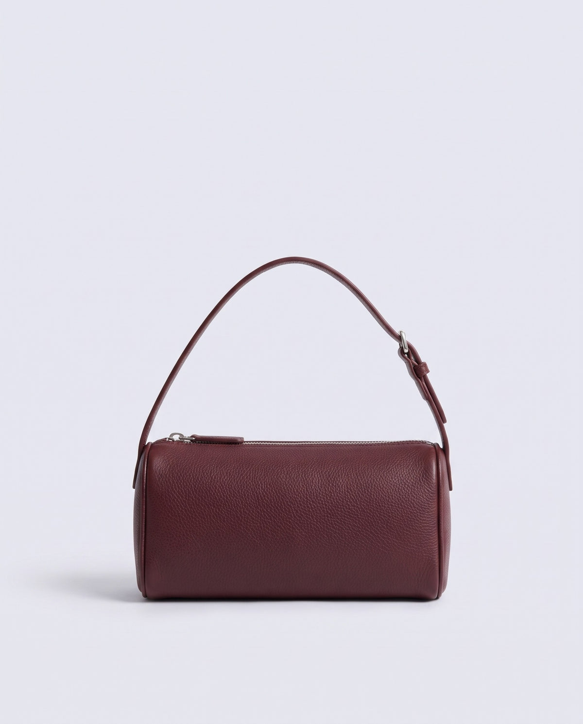 Alba barrel shoulder bag in Burgundy leather – front view