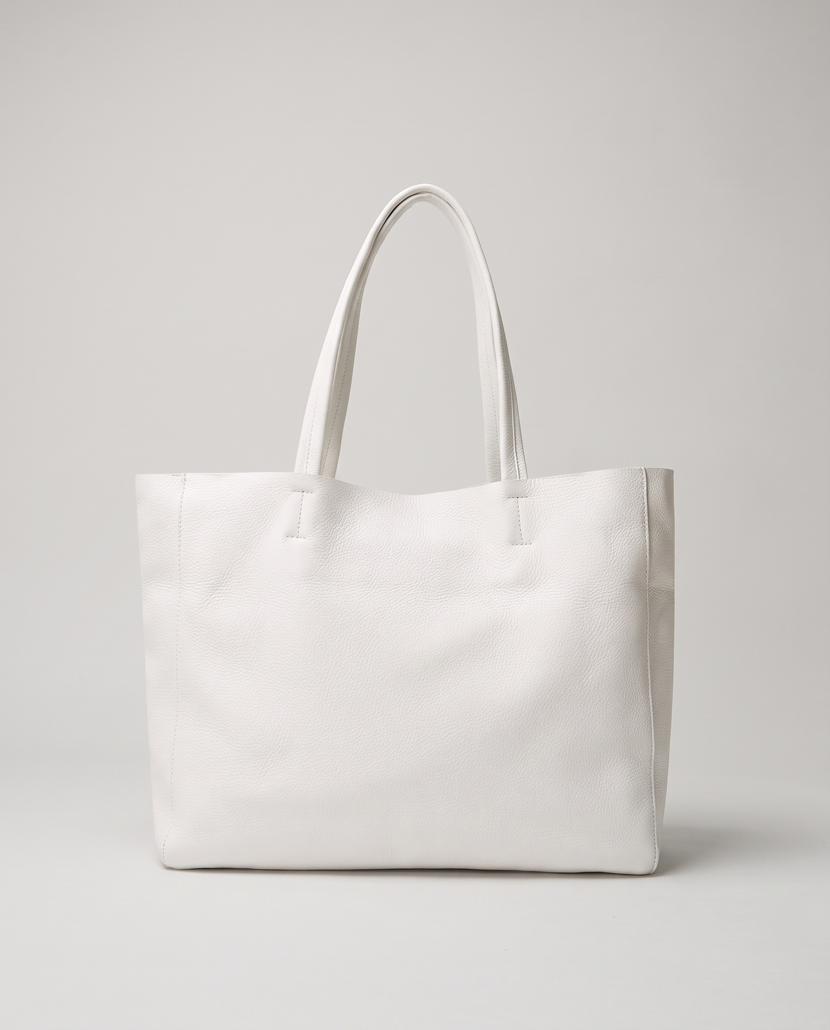 Costa leather tote in chalk, front view