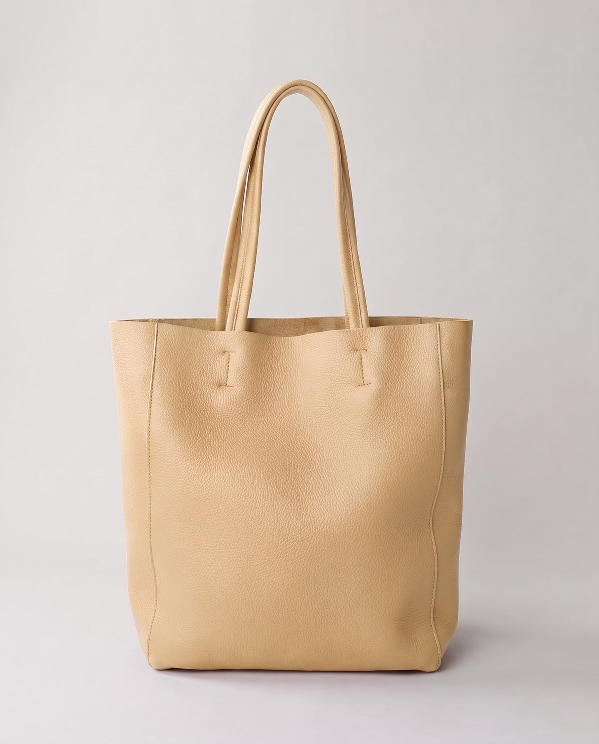 Costa leather tote in cream, front view