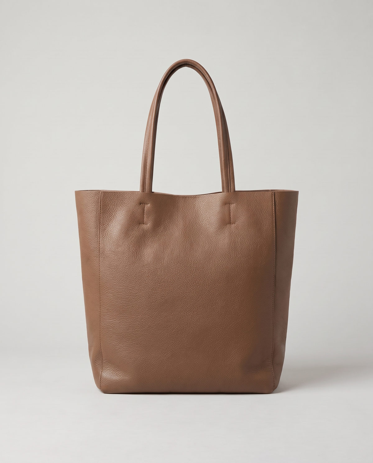 Costa leather tote in mocha, back view