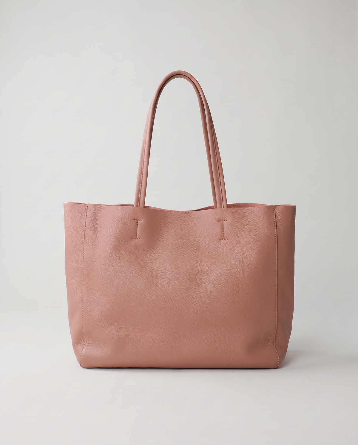 Costa leather tote in rose, back view