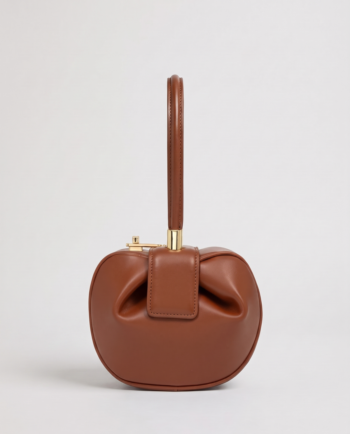 Dumpling Mini leather top-handle bag in Brown – front view