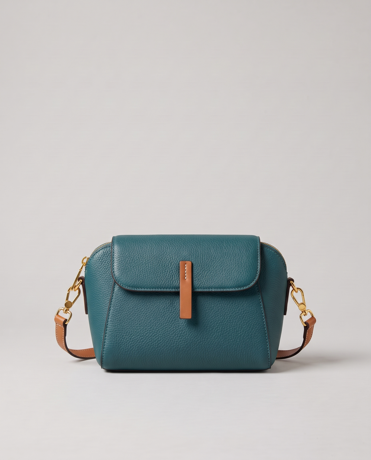 Elara mini leather crossbody in Teal – front view