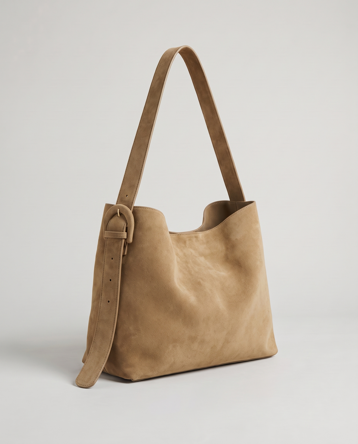 Elba suede tote in beige, front view