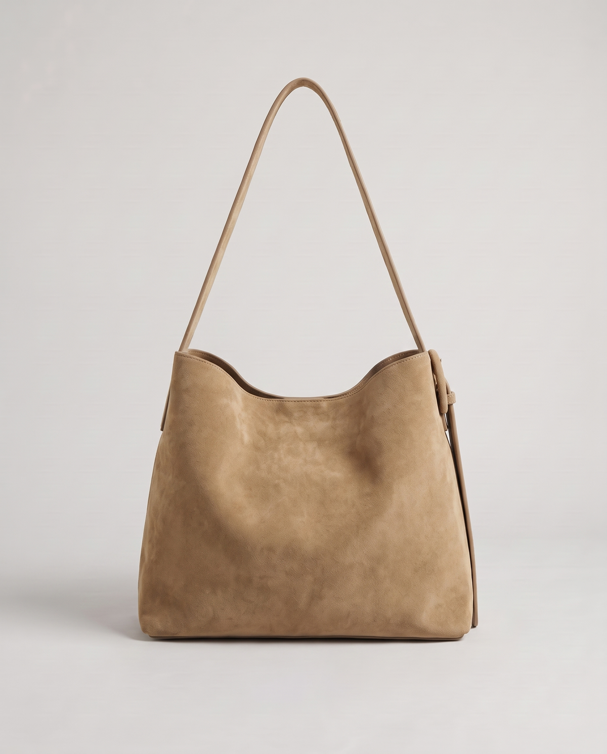 Elba suede tote in beige, back view