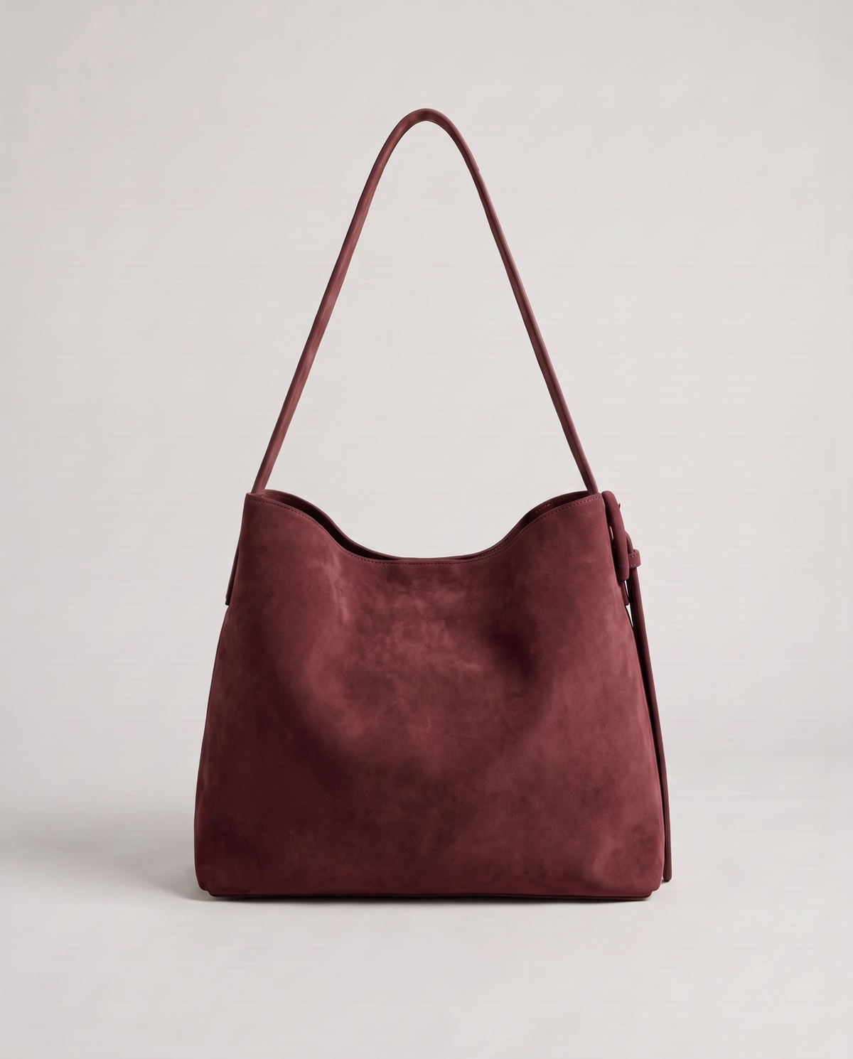 Elba suede tote in burgundy, back view