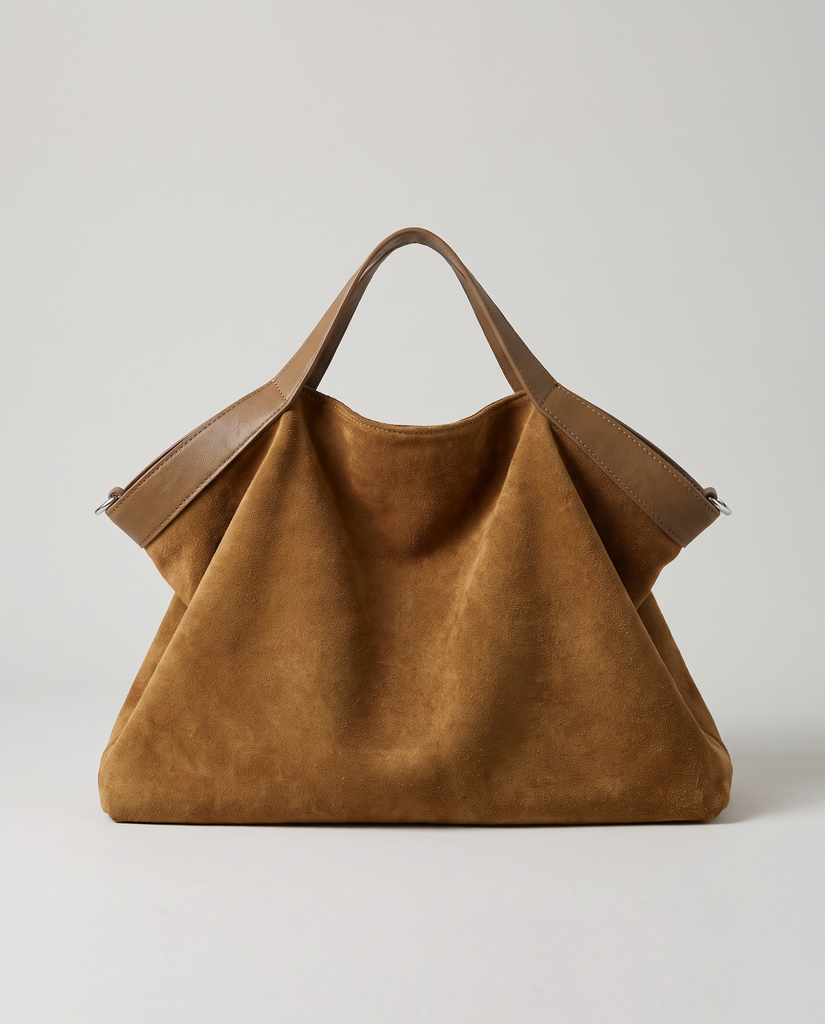 Forte suede tote in camel, front view