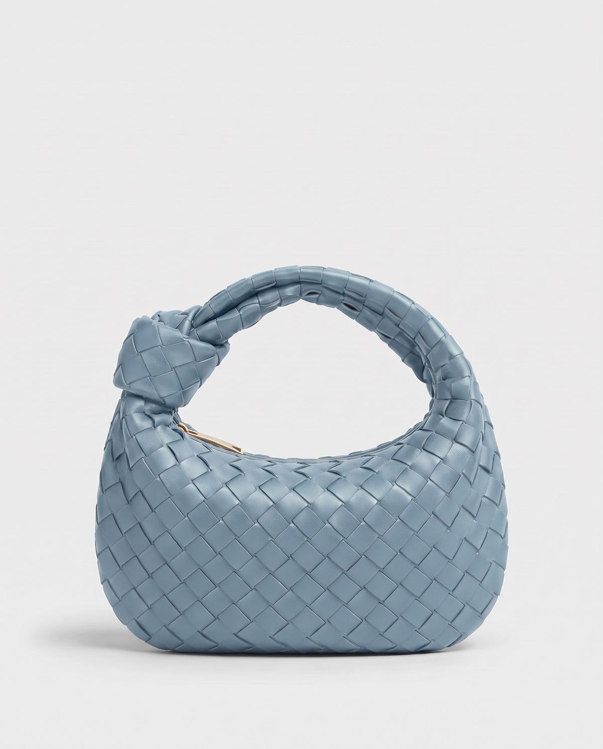 Knot Midi woven leather bag in Blue – back view
