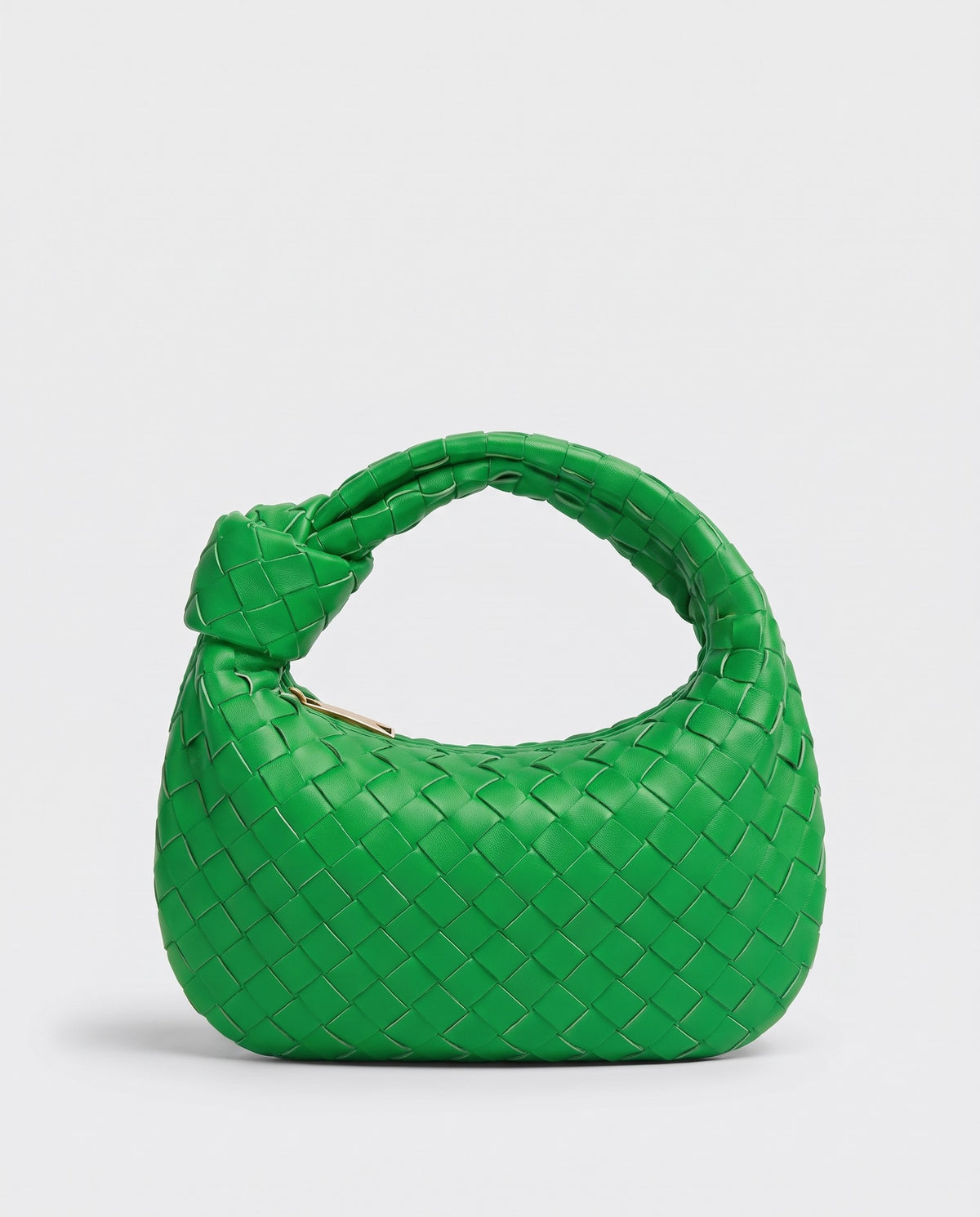 Knot Midi woven leather bag in Green – back view