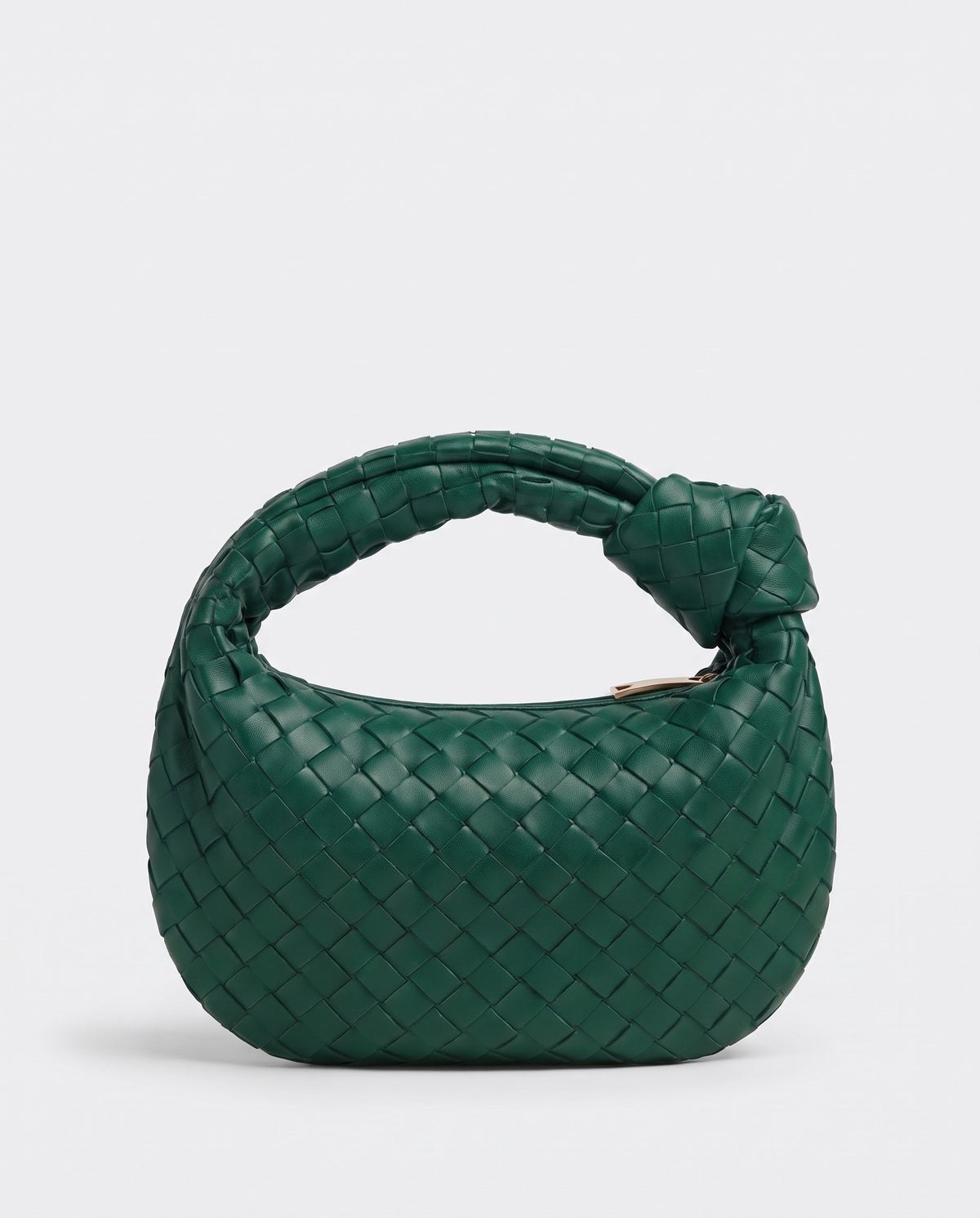 Knot Mini woven leather bag in Emerald – back view