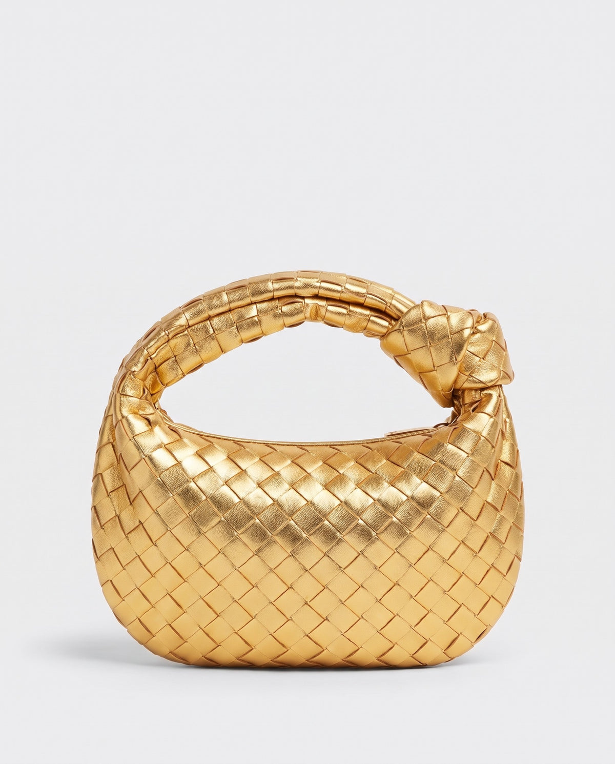 Knot Mini woven leather bag in Gold – back view