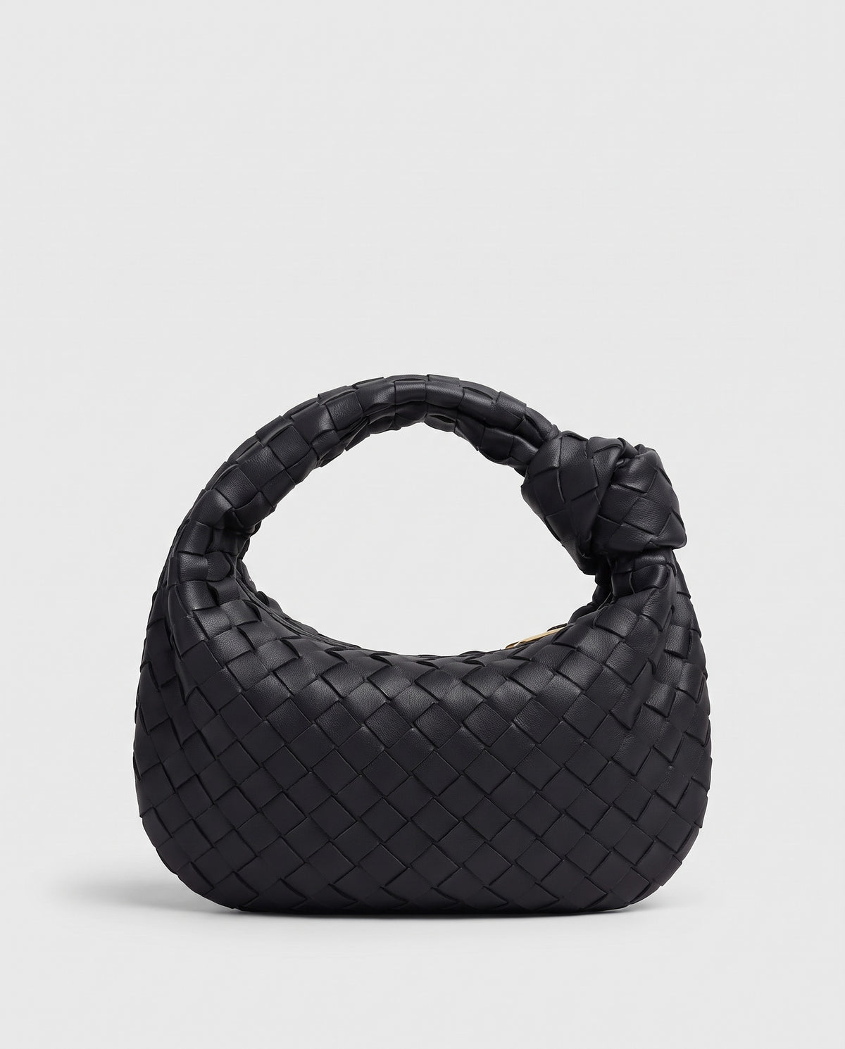 Knot Small woven leather bag in Black – back view