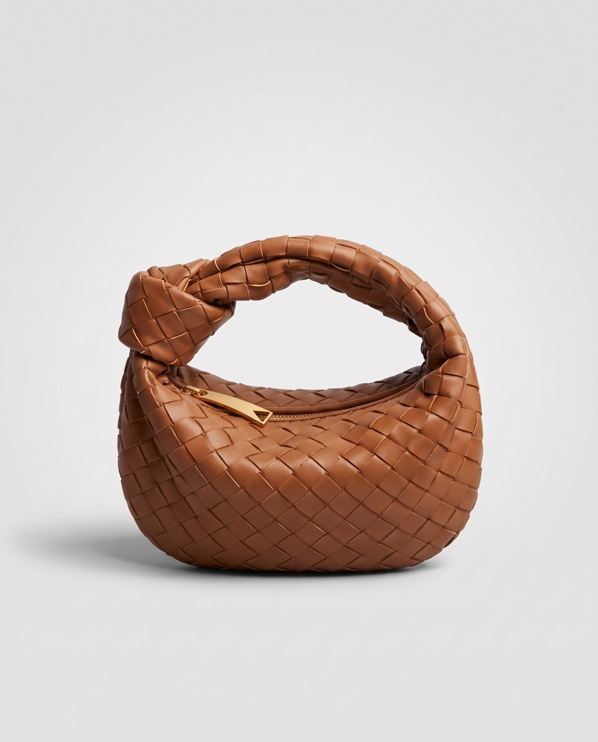 Knot Small woven leather bag in Brown – three-quarter view
