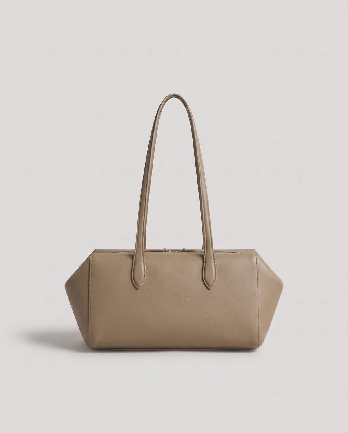 Lira leather shoulder bag in Khaki – back view