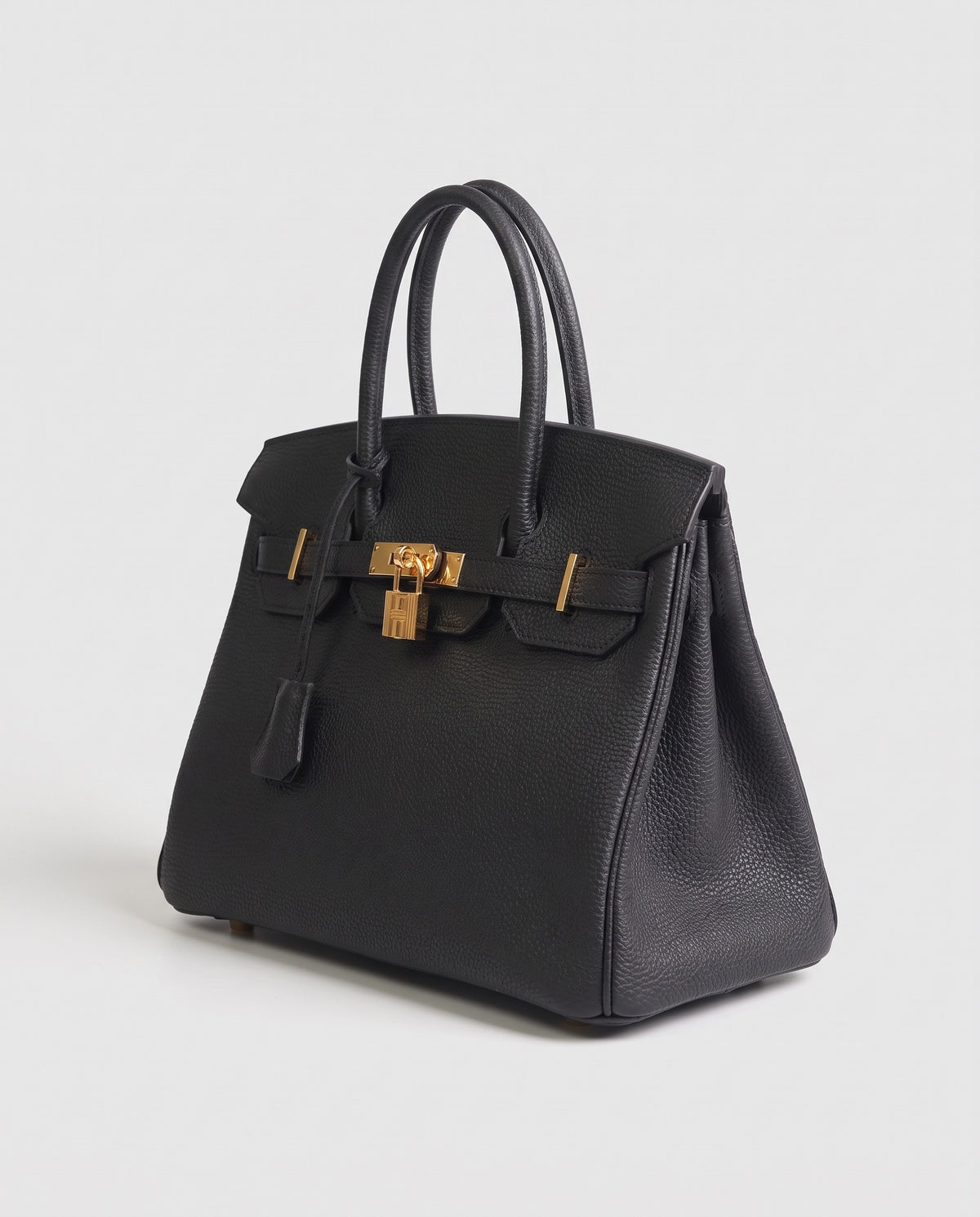 Lock Large leather top-handle bag in Black – three-quarter view
