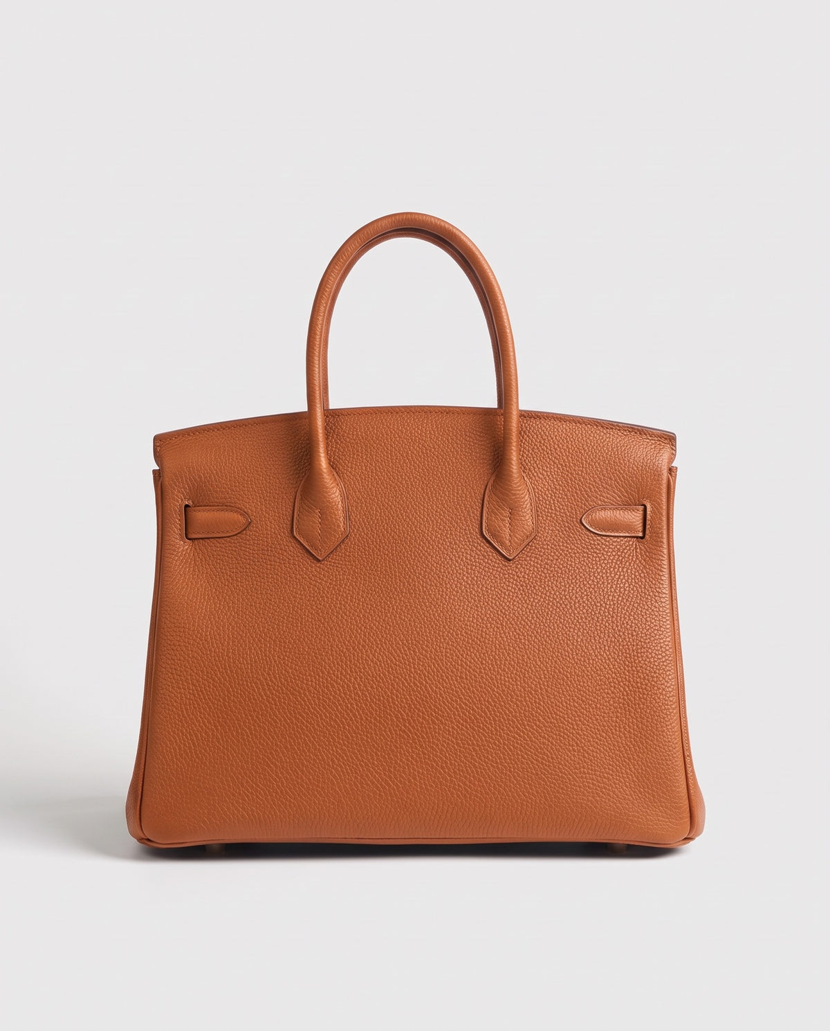 Lock Large leather top-handle bag in Caramel – back view
