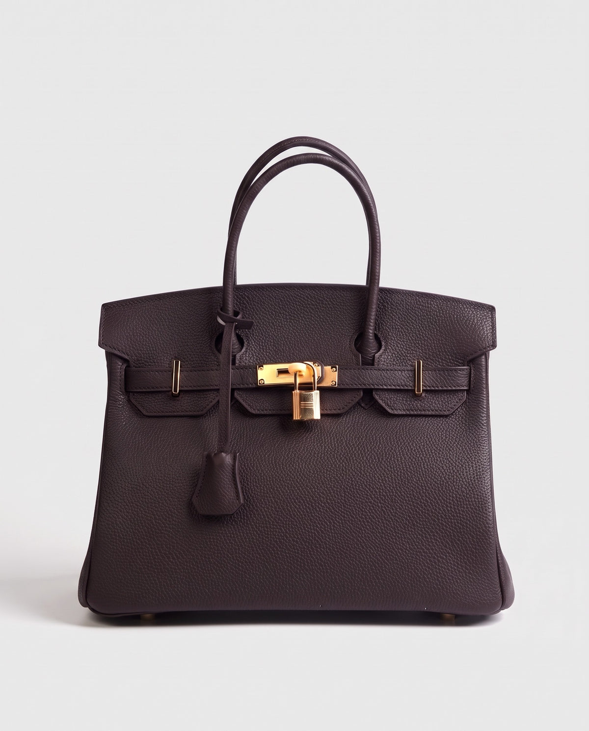 Lock Large leather top-handle bag in Espresso – front view