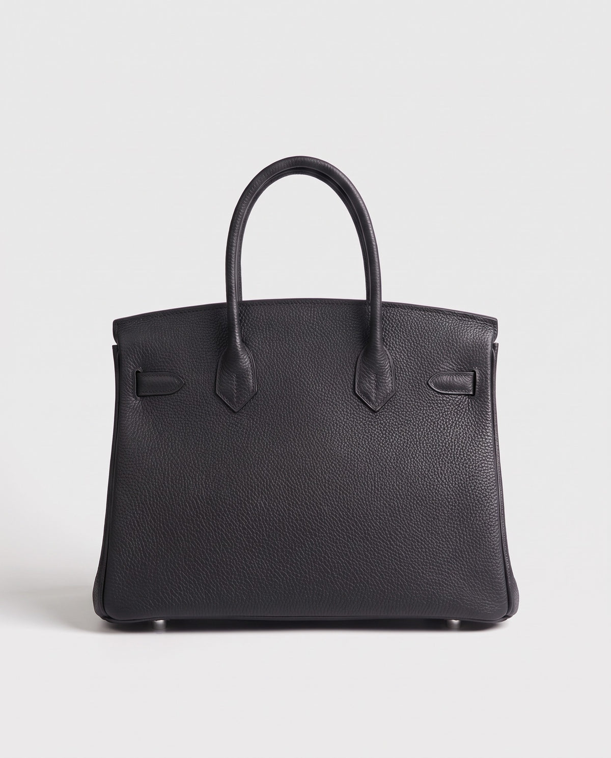 Lock Large leather top-handle bag in Onyx – back view