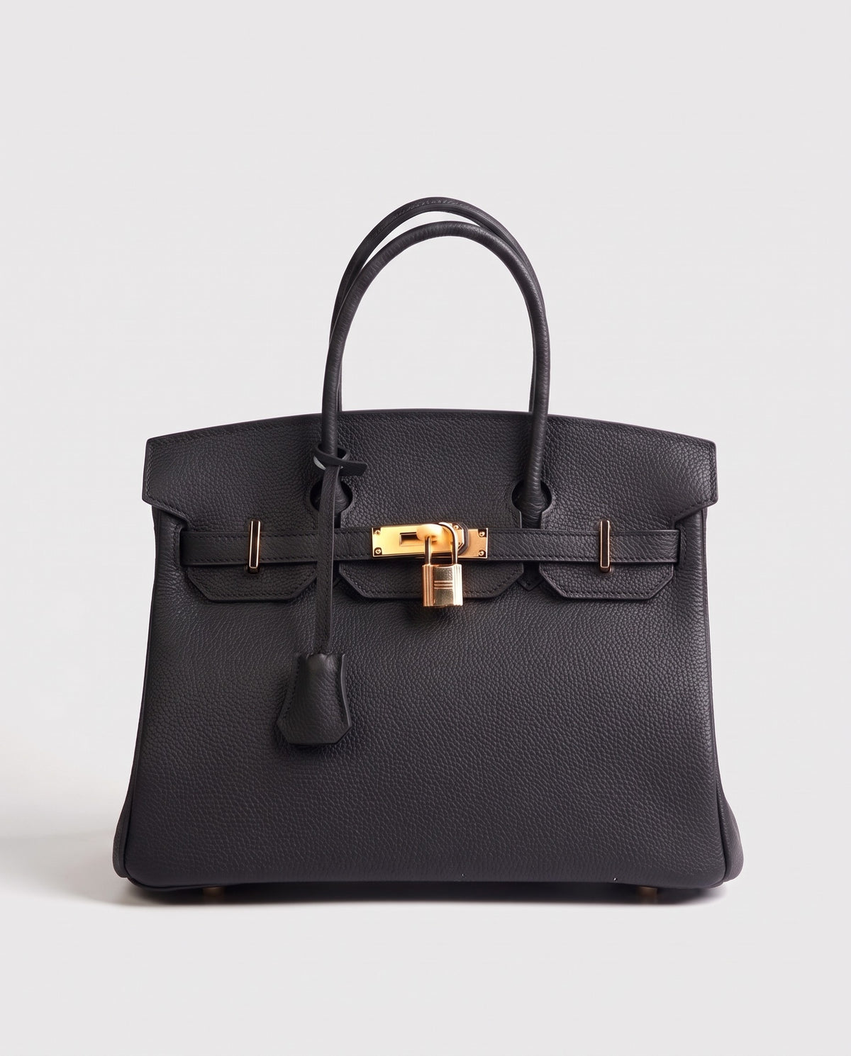 Lock Medium leather top-handle bag in Black – front view