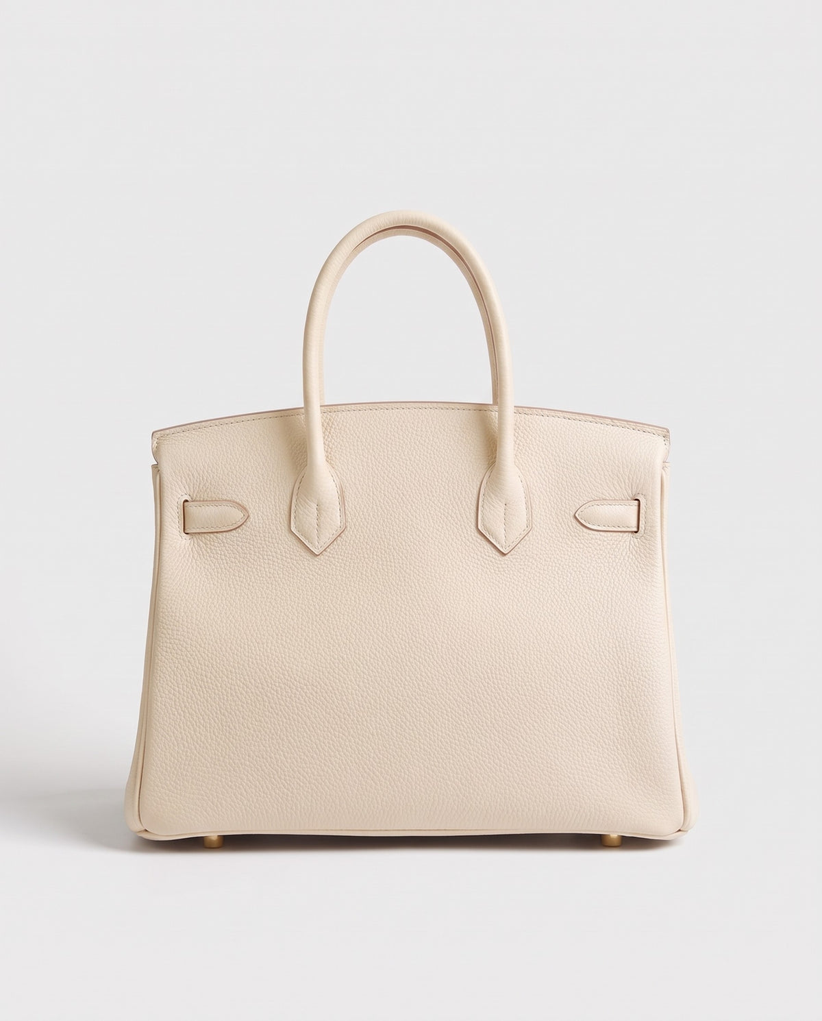 Lock Medium leather top-handle bag in Cream – back view